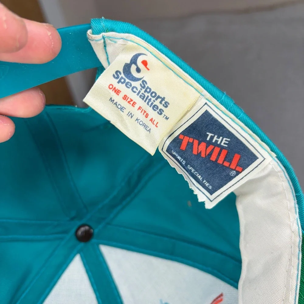 Vintage Sports Specialties Miami Dolphins Snapback Hat Teal Orange NFL Twill Cap